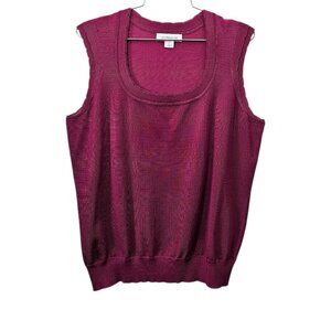 Liz Claiborne Sleeveless Scalloped Knit Raspberry Tank Top